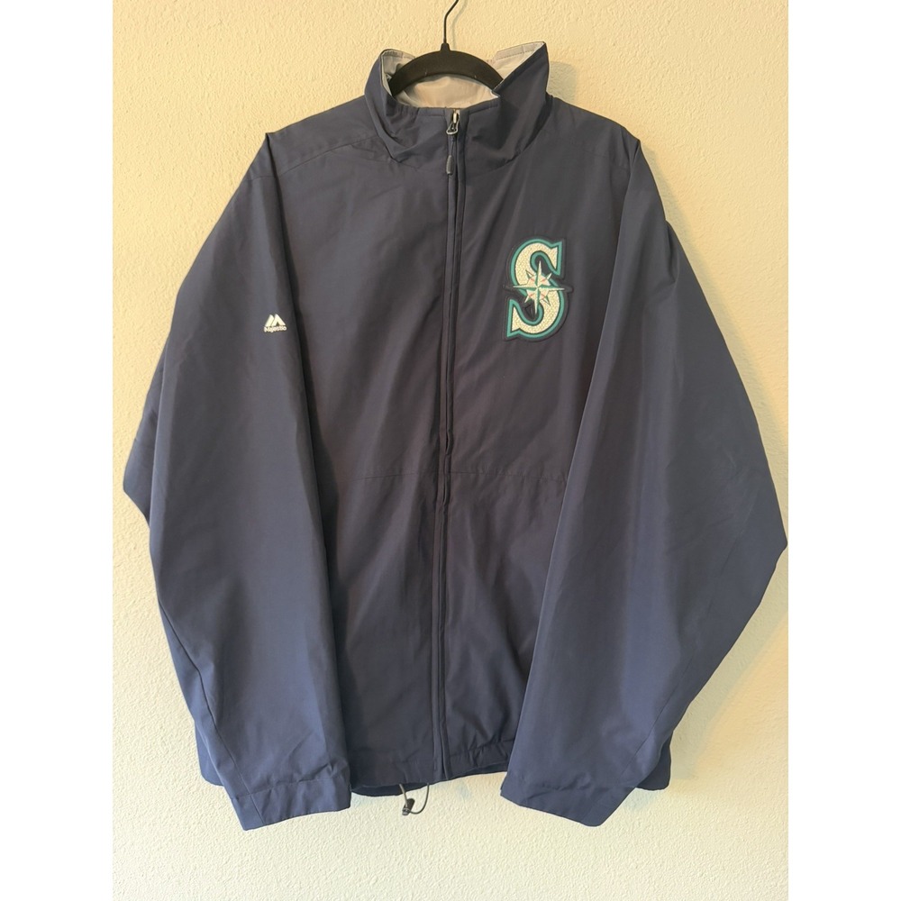 2015 MAJESTIC SEATTLE MARINERS Size Medium FULL ZIP JACKET Embroidered EUC